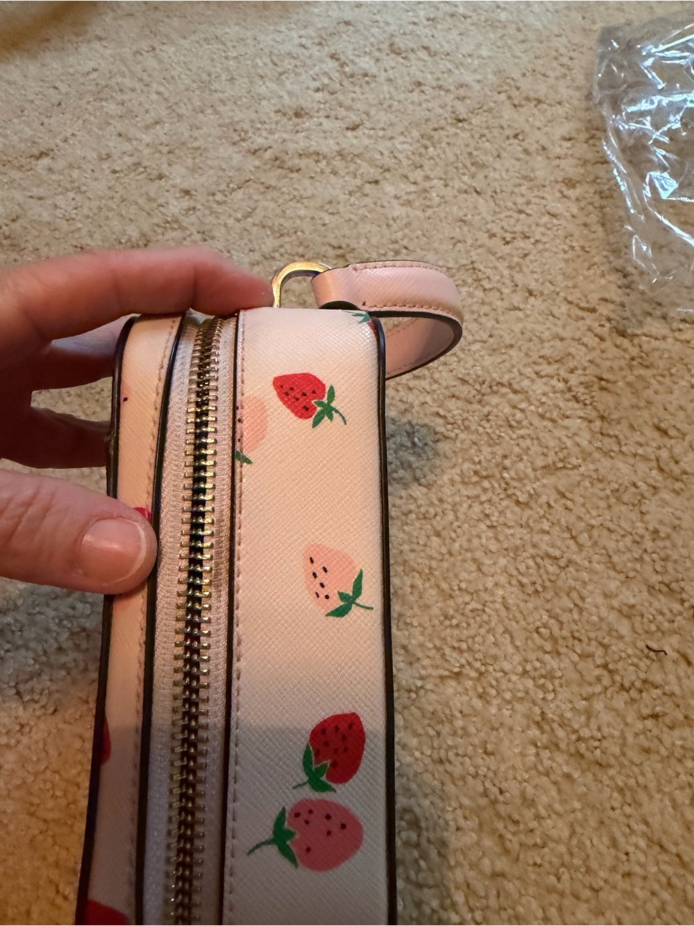 kate spade Pink Strawberry Print Mini Crossbody Top-Handle Bag - Picture 7 of 10